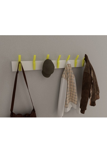Hepsi3boyutlu Modern Duvar & Kapı Kanca Askılık - 7 Adet Sarı Kanca Askılık - Model No : 3 Sarı