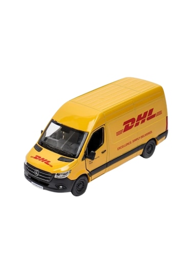 Kinsmart Mercedes Benz Sprinter Dhl Kargo Aracı Metal Model Araba Çek Bırak 12 Cm