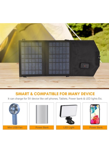 Hfambition 5v 7w Çift Katlı Güneş Paneli - Usb Portlu Cep Telefonu Ve Powerbank Şarj Cihazı