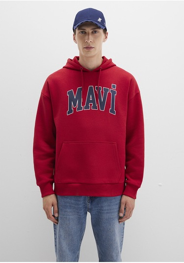 Mavi - Mavi Logo Baskılı Kırmızı Sweatshirt 067149-70464 Kırmızı (555249453) Kırmızı
