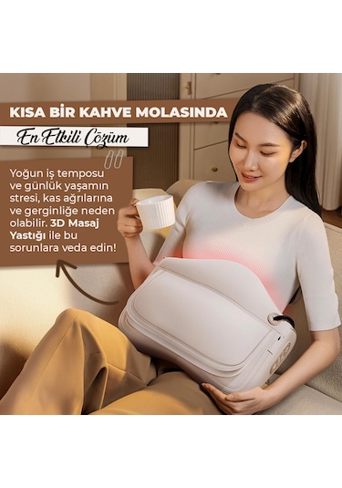 Rlx40 Taşınabilir Şişirilebilir Ovmalı Isıtmalı Masaj Yastığı Krem