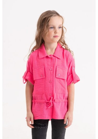 Kız Çocuk Kuşaklı Gömlek 3080 Fuşya