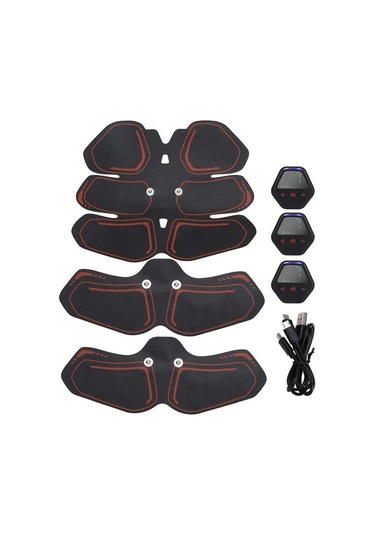 Kas Çalıştırıcı Ems Karın Taşınabilir Dijital Ekran Şarj Egzersiz Fitness Yaması Siyah