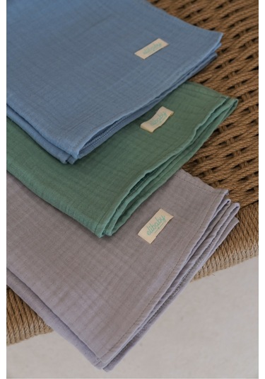 Pamuk 4 Katlı Müslin Battaniye Seti 3'lü Gri