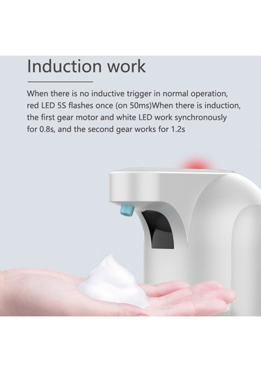 Yaozixa Otomatik Köpük Sabunluk - Dokunmasız Usb Şarjlı Hijyenik El Sabun Dispanseri 275ml Kırmızı