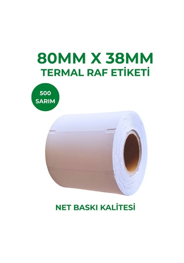 80x38 Termal Karton Raf Etiketi 500 Sarım 10 Adet