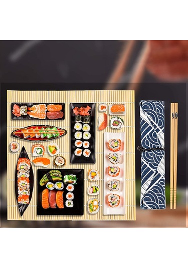 Wezone 23 Parça Sushi Yapım Seti: Bambu Mat, Çubuk, Bıçak Ve Aksesuarlar - Profesyonel Ve Başlangıç Seviyesi İçin Mutfak Araçları Çok Renkli