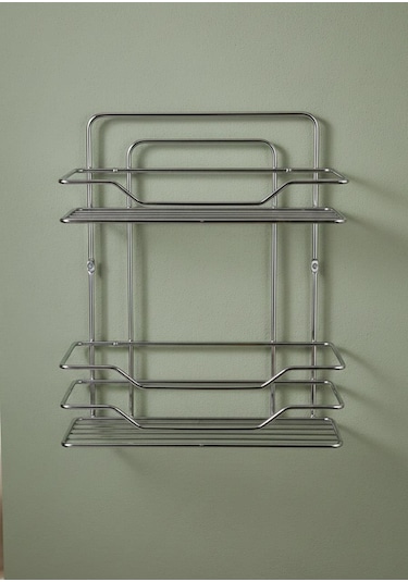 Krom Kaplama Banyo Rafı - 2li Banyo Düzenleyici 35x30 Cm Krom