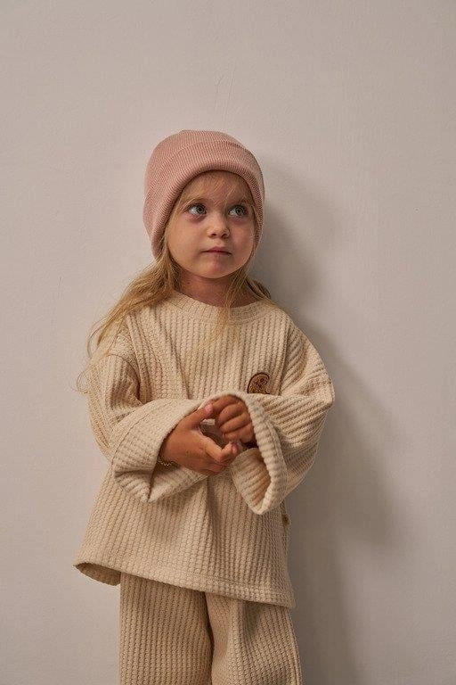 Bej Cookie Nakışlı Dökümlü Alt Üst Takım Bej