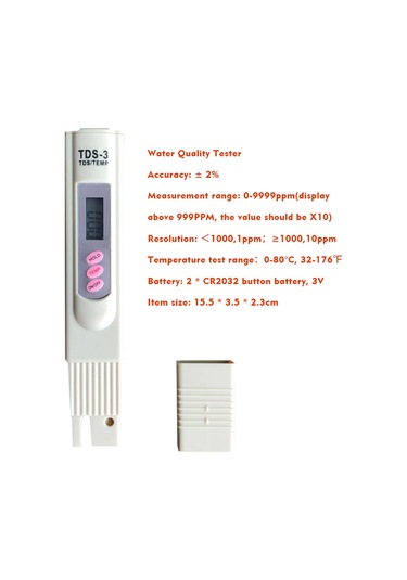 Konesam Su Kalitesi Testeri - Tds Kalem Cihazı, Doğru Ölçüm 1-9990ppm , Otomatik Kapatma, Su Arıtma Ve Laboratuvar Kullanıma Uygun Beyaz