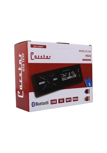 Ayt Carstar Cs-960 Çift Usb Sd Hafıza Kartı Fm Radyo Aux Bluetooth Araç Teyibi Kumandalı Oto Teyp 4x60 Watt Dijital