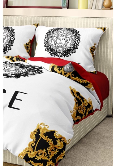 Marka Nevresim Takımı Çift Kişilik Pamuklu Saten Kumaş 6 Parça 3d Dijital Baskı Duvet Cover Set Model No:114 Renkli