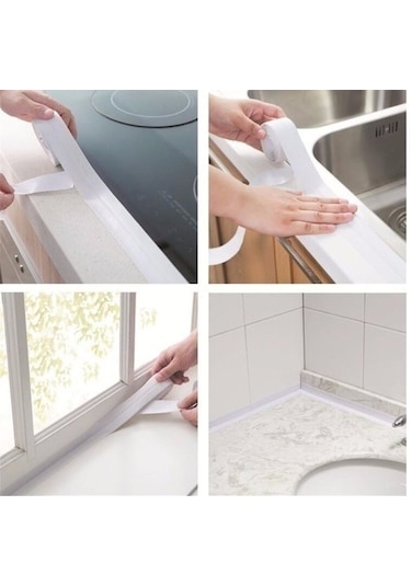 Beyaz Su Sızdırmaz Lavabo Kenar Bandı Kutusuz   3.2M