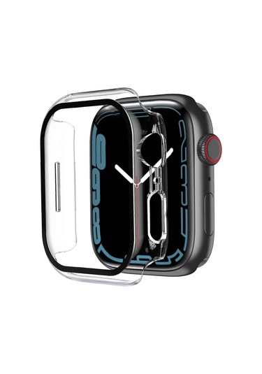 Apple Watch Series 7 41mm İle Uyumlu, Temperli Cam Ekran Koruyuculu, Tamamen Koruyucu Sert Pc Kabuklu 2'li Kılıf - Şeffaf