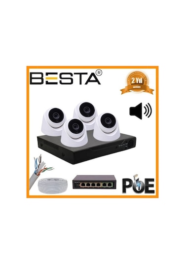 5 1440p 4 İç Mekan Kamerali Dahi Li Mi Krofonlu Ip Poe Güvenlik Seti