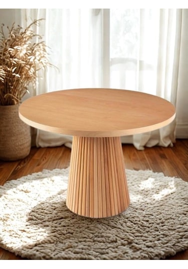 Milas Natural Ahşap Bohem Yemek Masası 130x130 Naturel