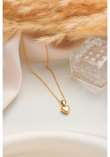 14 Ayar Altın Kolye Kalp Altın Kolye Zincirli - Klp-mdl-123456 Sarı Altın