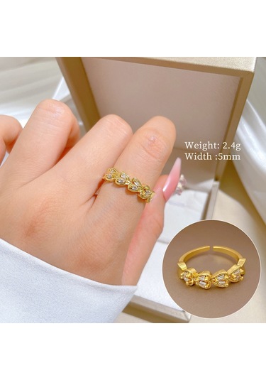 Geometrik Elmas Taşlı Yuvarlak İnci Yüzük No.83 Çok Renkli