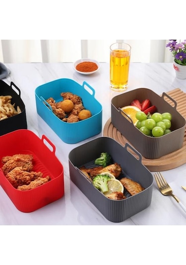 Siyah Hava Fritözleri Tava Uygun İyi Tokluk Yeniden Kullanılabilir Hava Kızartma Pot Astar Silikon Tepsi Ev Kaynağı L Siyah