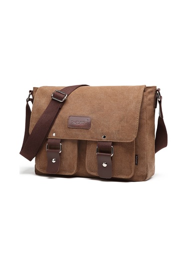 Teltree Erkekler İçin Şık Ve Dayanıklı 13 İnç Siyah Kanvas Omuz Çantası, Okul Ve Günlük Kullanım İçin İdeal. Gri