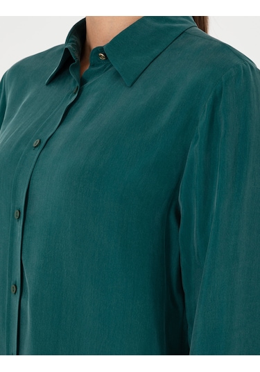 Pierre Cardin Kadın Koyu Yeşil Gömlek Desenli 50292279-vr079 Koyu Yeşil