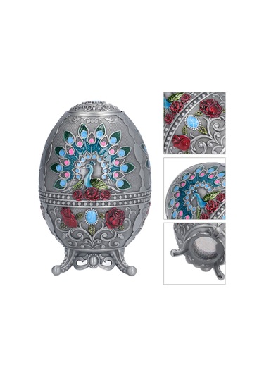 Moveevo Zinc Alloy Kuru Tahta Çıkartıcı Kutusu - Peacock Desenli, Şarj Açıcı Ve Mutfak Dekorasyonu - Gümüş Renk Diğer