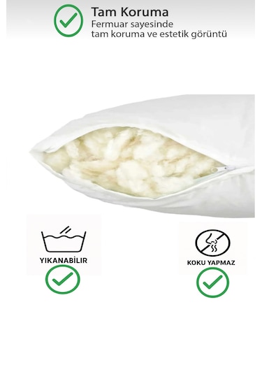 Ozn Home %100 Doğal Yün Yastik Meri Nos Yünü Yastik 1000 Gr Dolgulu Yastik Beyaz