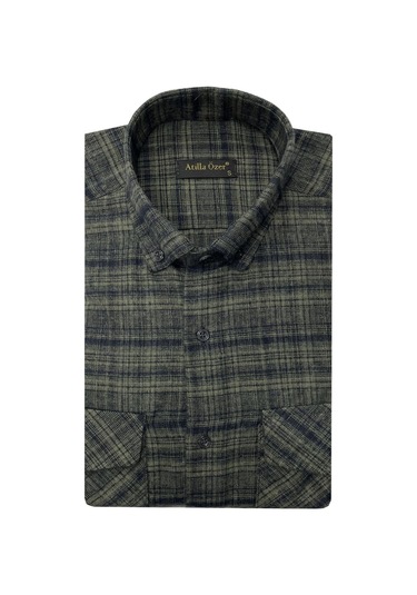 Atilla Özer Kışlık Kaşmir Erkek Gömlek - 7463 Haki