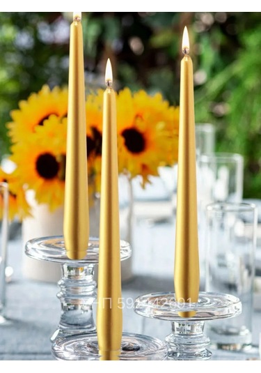 Candle Light Co. Antika Uzun Sarı Mumlar 210568044 Altın Rengi