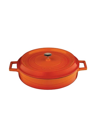 Lava 24Cm Yuvarlak 24Cm Sığ 2Li Demir Döküm Tencere Seti Turuncu