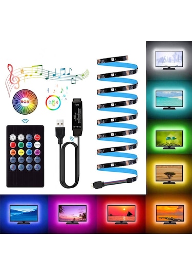 Monitör Ve Tv Arkası Uzaktan Kumanda Silikonlu Led Şerit Işık 1m