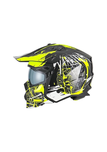 Sway X1-X Seul Matt Warrior Modüler Kask Beyaz - Sarı - Siyah