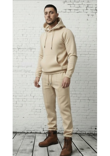 Black Steel Erkek Casual Eşofman Takım Bej