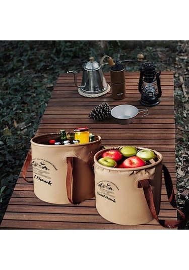 Prestigegoods 10l Katlanabilir Piknik Kamp Yiyecek Çantası Pvc Haki Halin At6658-10 Haki