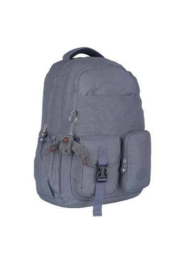 Relaxion Suya Dayanıklı Klinkır Kumaş 9 Bölmeli Geniş Hacimli Okul Günlük Spor Seyahat Sırt Çantası Gri