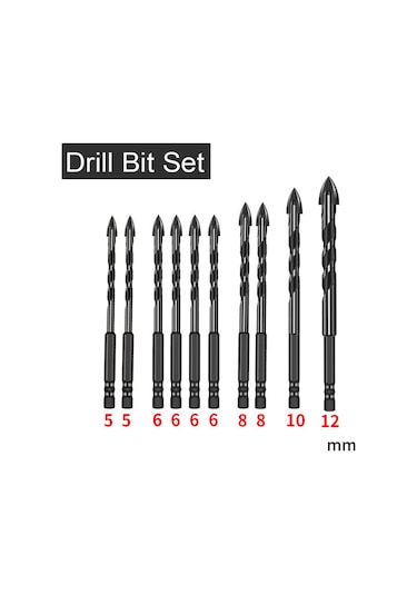 Hallow Yg8 Karbür Dört Kenarlı Crossdrill Bit Set 10 Adet