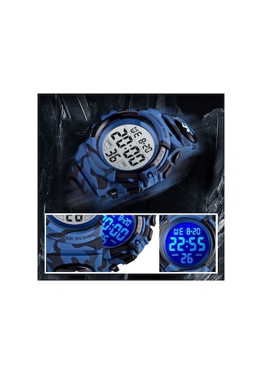 Çocuk Saati 6-15 Yaş Arası Erkek Çocukları İçin Dijital Spor Açık Hava Çok Fonksiyonlu Kronograf Led 50 M Su Geçirmez Alarm Takvim Analog Saat Silikon Bantlı Çocuklar İçin E Diğer