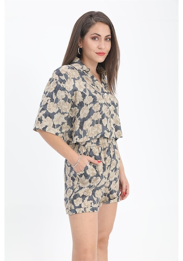 Gömlek Baskılı Kolu Duble Katlamalı - Lacivert-lacivert Lacivert