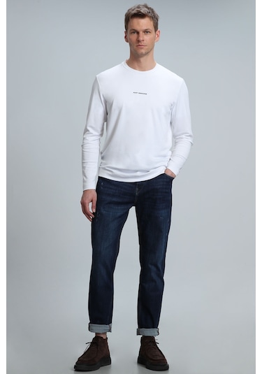 Lufian Moss Erkek Uzun Kol Tişört Kırık Beyaz 112020040100510 Ekru