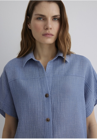 Mavi - Dokulu Mavi Gömlek 1210758-89861 Mavi