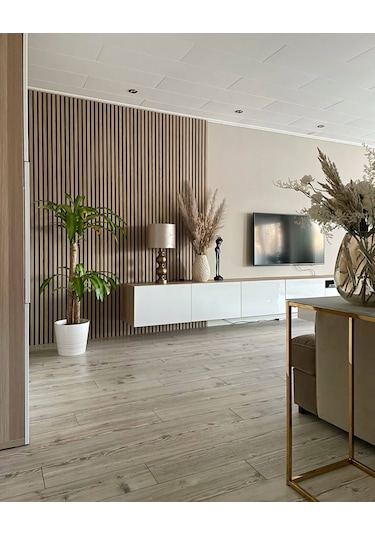 60x240 Cm Meşe Renk Akustik Ahşap Duvar Paneli