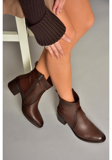 Fox Shoes T654043803 Kahverengi Hakiki Deri Kadın Bot Kahverengi