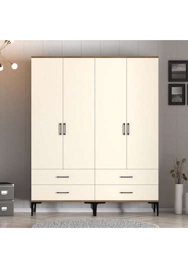 Variant Kumsal 4 Kapılı Tt Gardrop - Ceviz / Krem