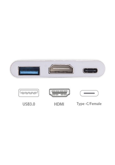 Usb-c / Type-c 3.1 Erkek - Usb-c / Type-c 3.1 Dişi & Hdmı Dişi & Usb 3.0 Dişi Adaptör Gümüş