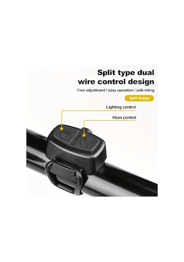 Cordial Kontrol Hattına Sahip Siyah Hoparlör Klasik Stil 5 Ses Modu Bisiklet Kornosu 120db Yüksek Ses Usb Şarj 6 Işık Modu Yan Uyarı Işığı Dağ Ve Yol Bisikleti Elektrik Kornosu Altın