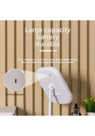 Fochsia Pembe Led Aynalı Makyaj Aynası: Katlanır, Dokunmatik, 3 Işık Modu, Şarj Edilebilir Pembe