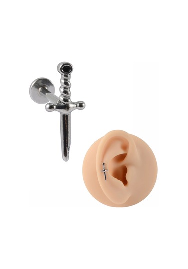 Dreamlee Cerrahi Çelik Yılan Kulak Piercingi - Tragus Ve Kıkırdak Piercing Takısı - Buda Heykeli Labretrodyum Kaplamawhıte Pembe