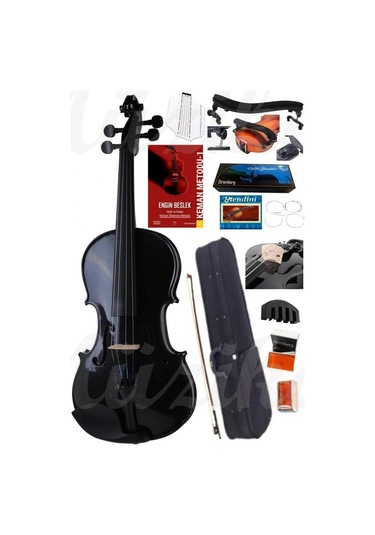 Keman - Stromberg Siyah Yastık + Kılavuz + Susturucu + Metod Hediyeli 4/4 - Yetişkin Kemanı