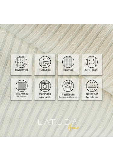 Mikrofiber Şönil Fitilli Minimalist Tekli Koltuk Örtüsü - 110x175 Cm,2 Adet Çift Taraflı, Kaymaz, Terletmez Ekru Ekru