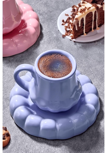 2 Kişilik 4 Parça Renkli Kahve Fincanı Renkli